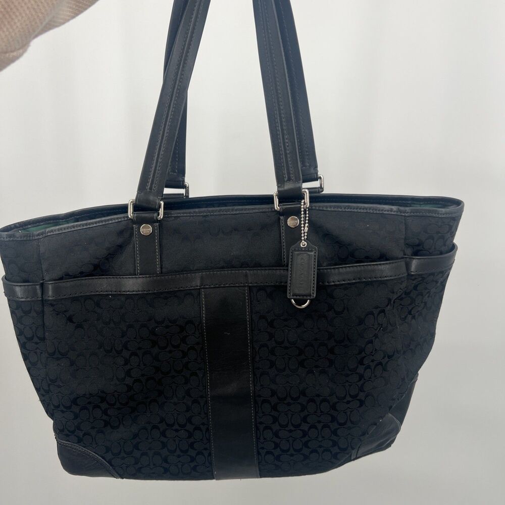 Coach Baby Diaper Bag Black Canvas, Signature Travel Tote Work Bag